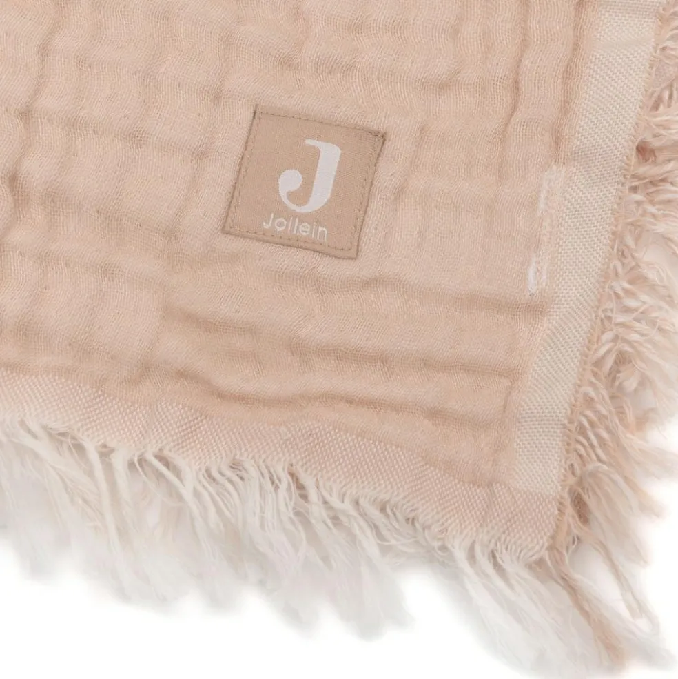 Couverture en coton Fringe Moonstone-Ivory (75 x 100 cm)