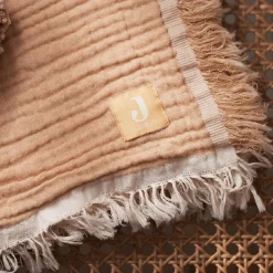 Couverture en coton Fringe Moonstone-Ivory (75 x 100 cm)