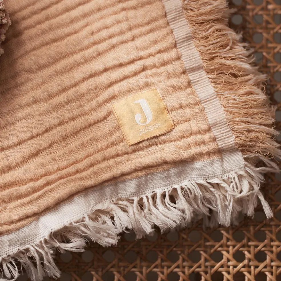 Couverture en coton Fringe Moonstone-Ivory (75 x 100 cm)