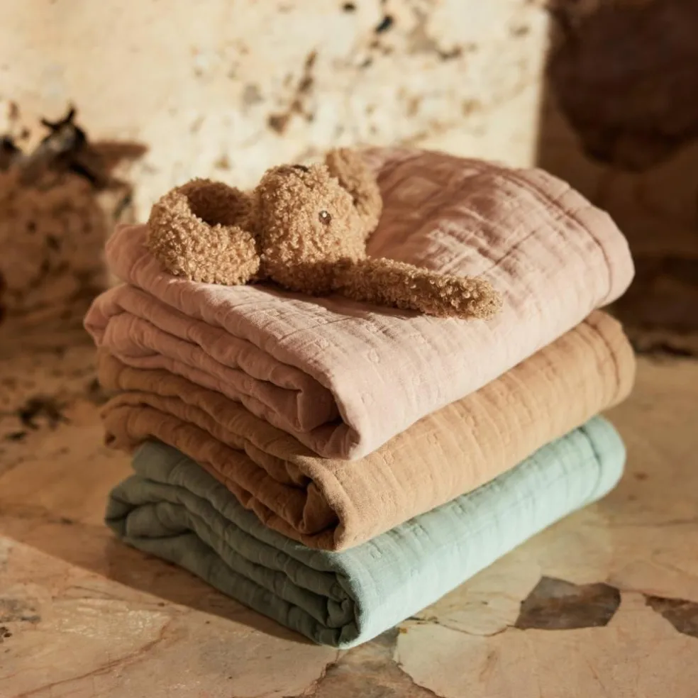 Couverture en gaze de coton Jacquard Wild Rose (75 x 100 cm)