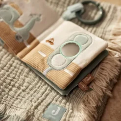 Couverture en gaze de coton Fringe Stripe Sea Green (75 x 100 cm)