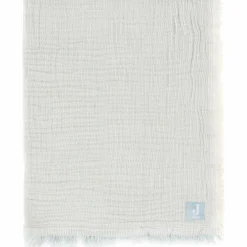 Couverture en gaze de coton Fringe Stripe Sea Green (120 x 120 cm)