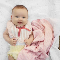 Couverture en mousseline de bambou Embroidery Anglaise Pink