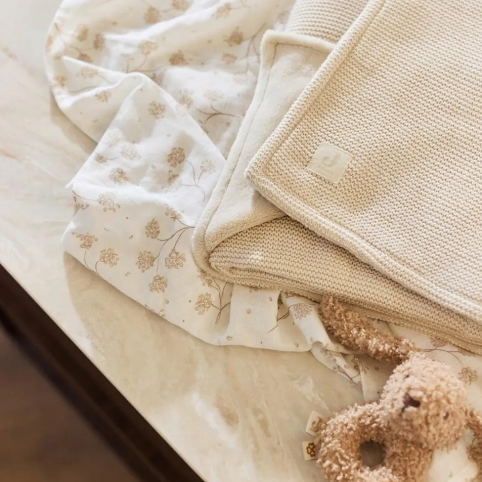 Couverture en polaire Basic Knit Oatmeal (100 x 150 cm)