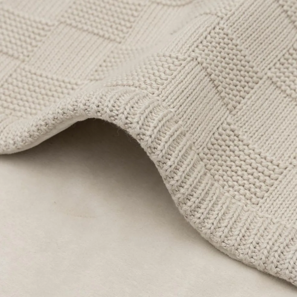 Couverture en polaire Box Knit Warm Sand (100 x 150 cm)