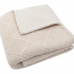 Couverture en polaire Check Knit Oatmeal (100 x 150 cm)
