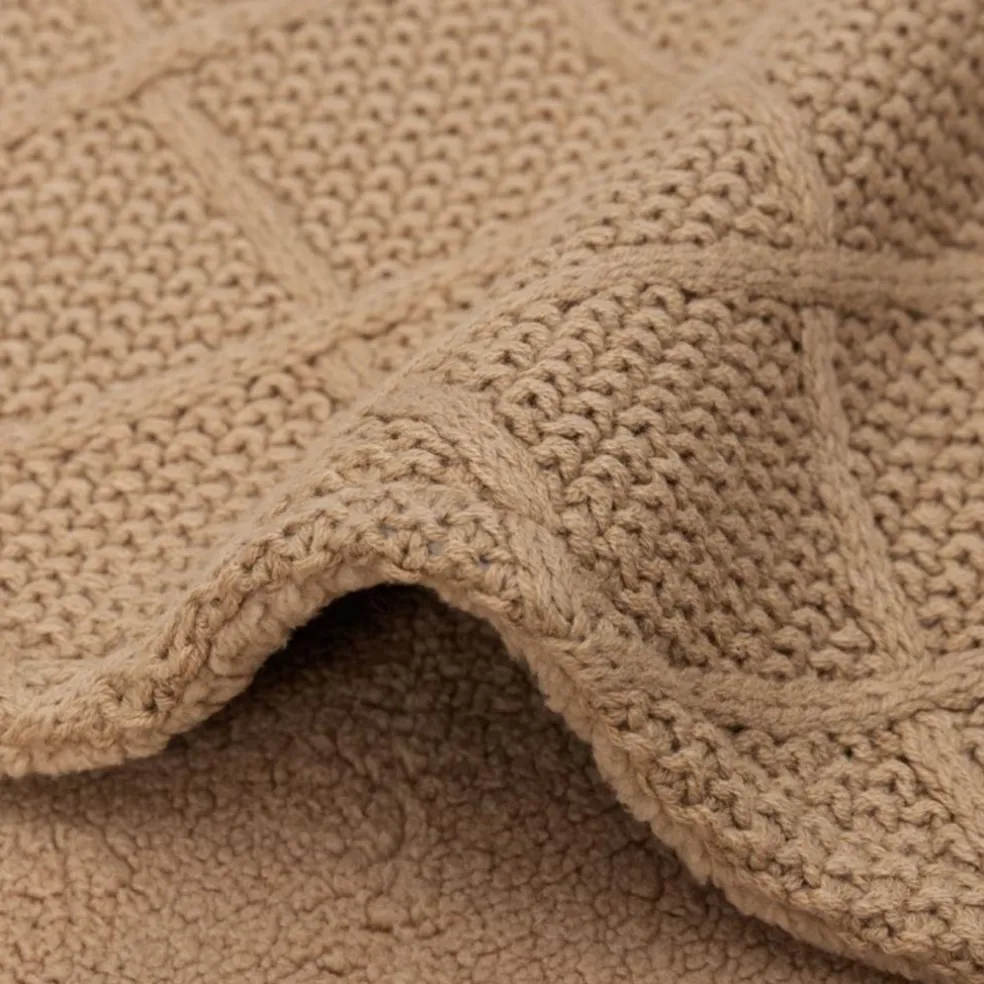 Couverture en polaire Check Knit Biscuit (100 x 150 cm)