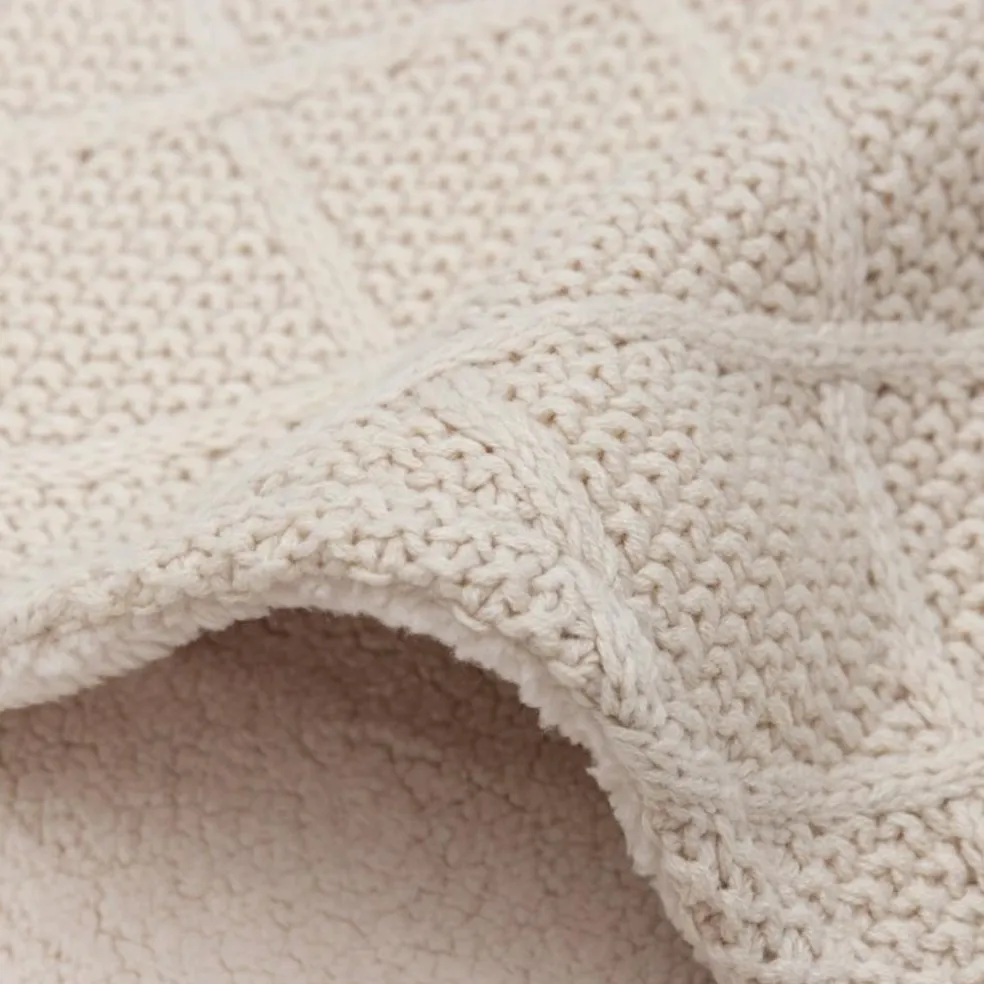 Couverture en polaire Check Knit Oatmeal (75 x 100 cm)