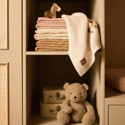 Couverture en polaire Check Knit Oatmeal (75 x 100 cm)