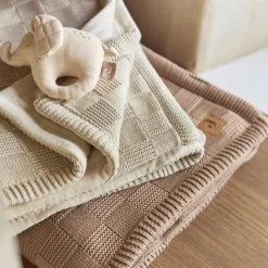 Couverture en tricot Box Knit Milky Coffee (75 x 100 cm)
