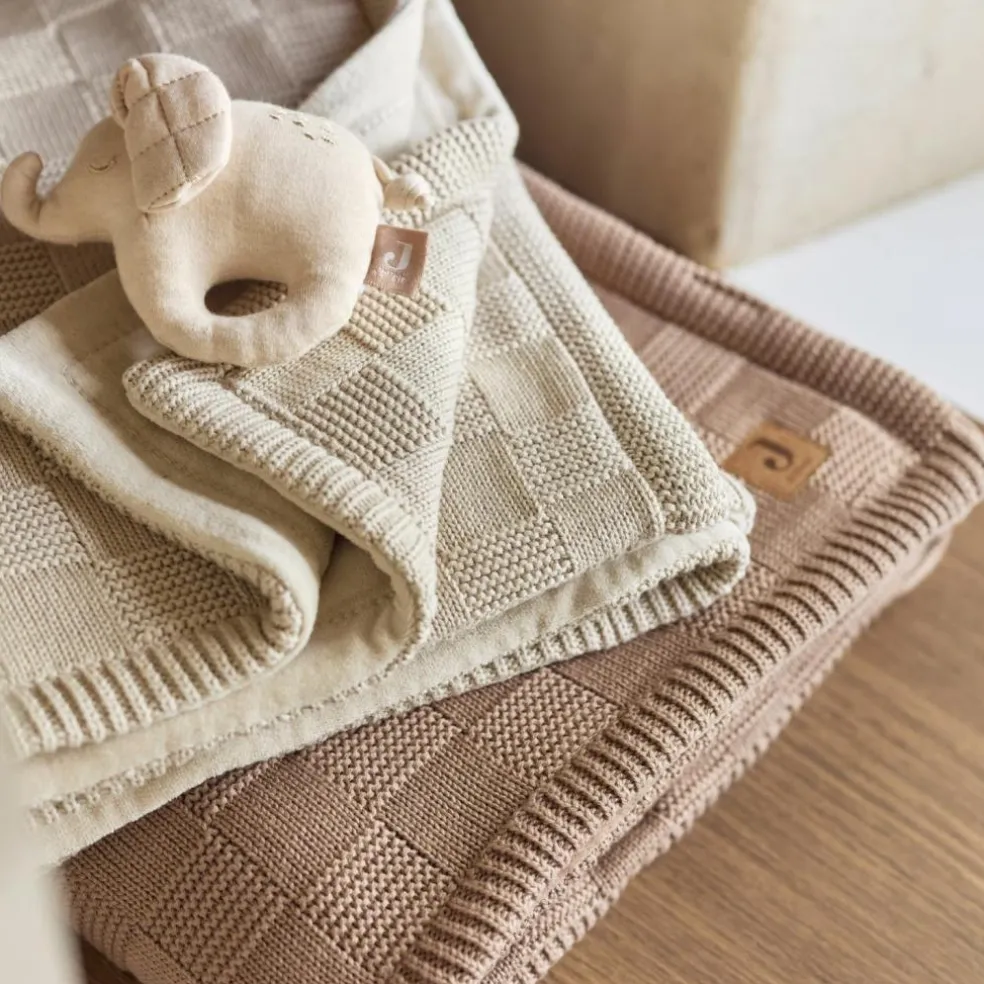 Couverture en tricot Box Knit Milky Coffee (75 x 100 cm)