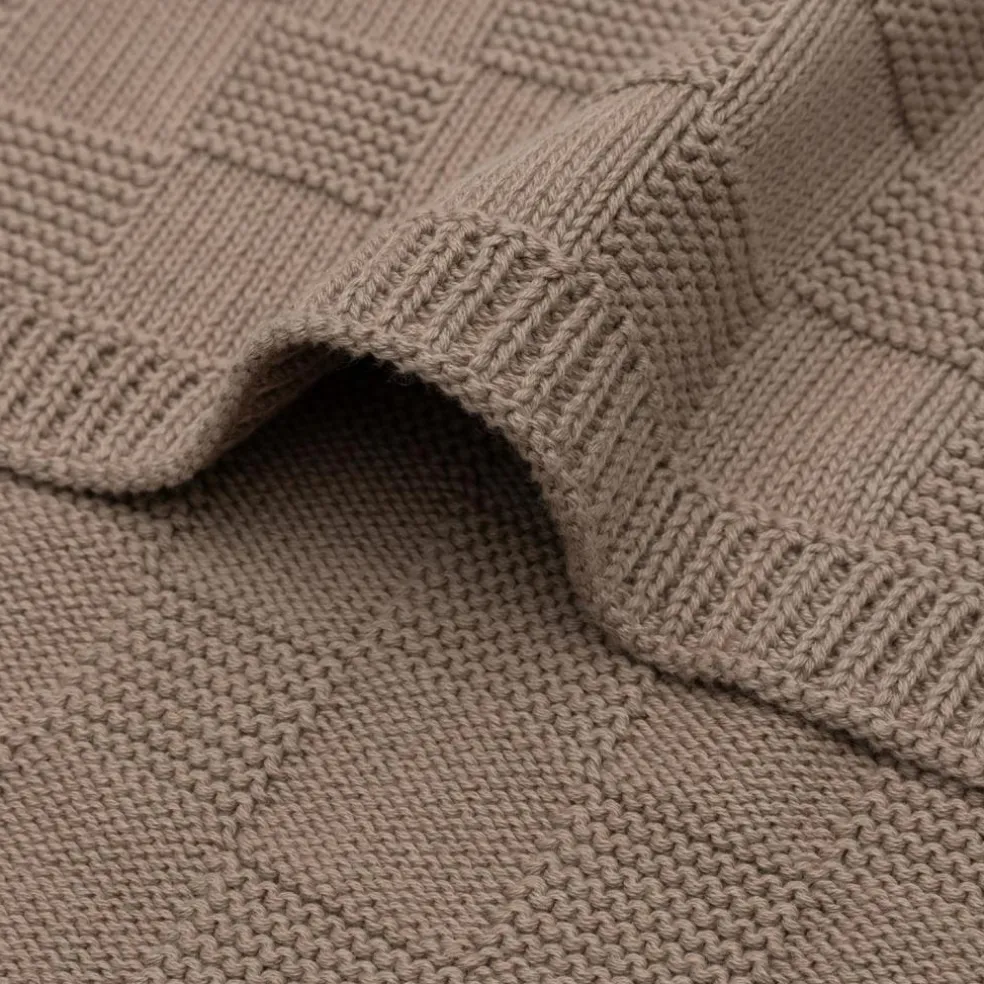 Couverture en tricot Box Knit Milky Coffee (75 x 100 cm)
