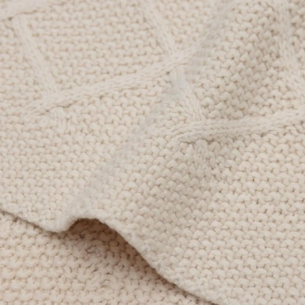 Couverture en tricot Check Knit Oatmeal (100 x 150 cm)
