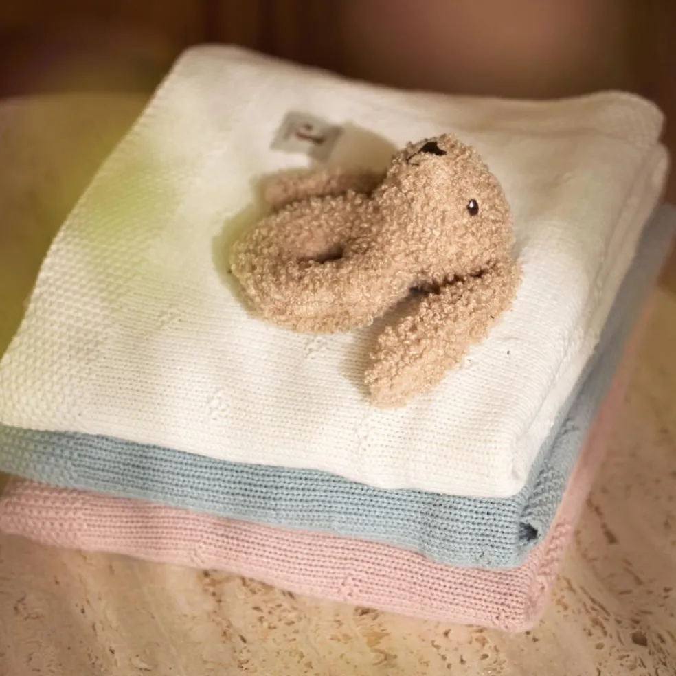 Couverture en tricot Cosy Knit Ivory (75 x 100 cm)