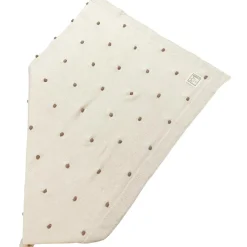 Couverture en tricot et coton bio crème et marron (80 x 100 cm)