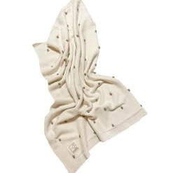 Couverture en tricot et coton bio crème et marron (80 x 100 cm)