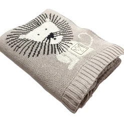 Couverture en tricot et coton bio Lion (80 x 100 cm)