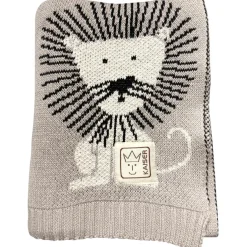 Couverture en tricot et coton bio Lion (80 x 100 cm)