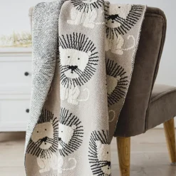 Couverture en tricot et coton bio Lion (80 x 100 cm)