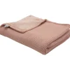 Couverture en tricot et flanelle Vieux rose (75 x 100 cm)