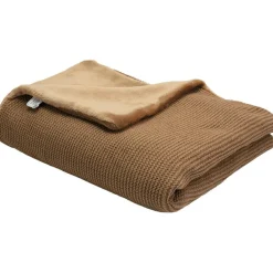 Couverture en tricot et flanelle Camel (75 x 100 cm)