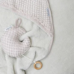 Couverture enveloppante Happiness Vieux rose-Ecru (75 x 75 cm)