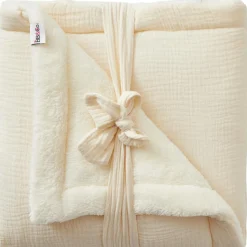 Couverture polaire double gaze de coton Mousse de lait (70 x 100 cm)