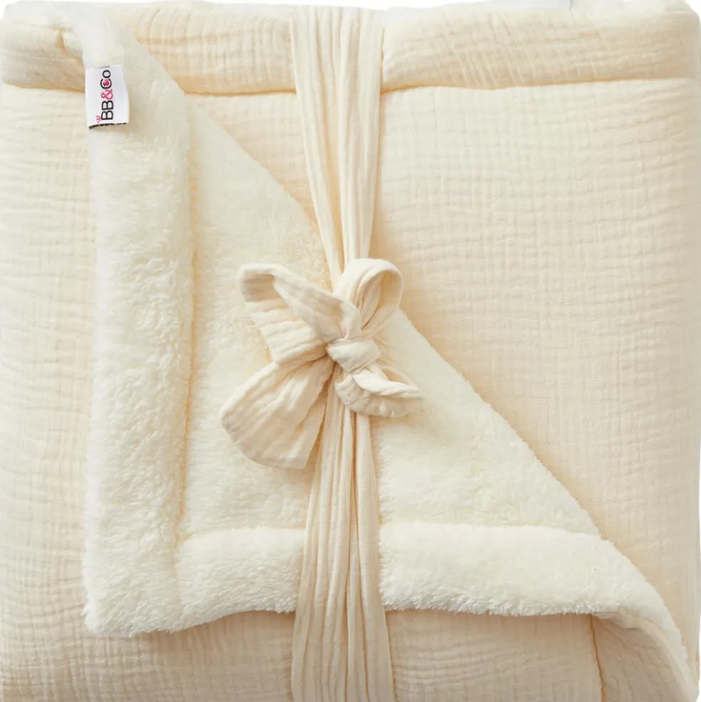 Couverture polaire double gaze de coton Mousse de lait (70 x 100 cm)