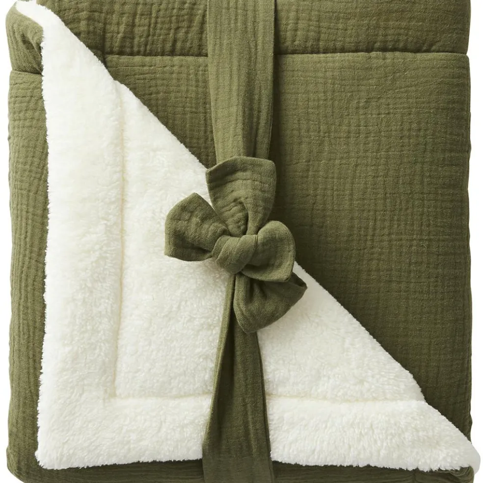 Couverture polaire double gaze de coton Fougère (70 x 100 cm)