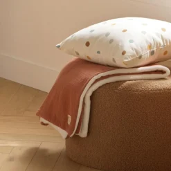 Couverture polaire et gaze de coton Terracotta (75 x 100 cm)