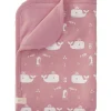 Couverture pour bébé baleine rose en coton bio (80 x 100 cm)