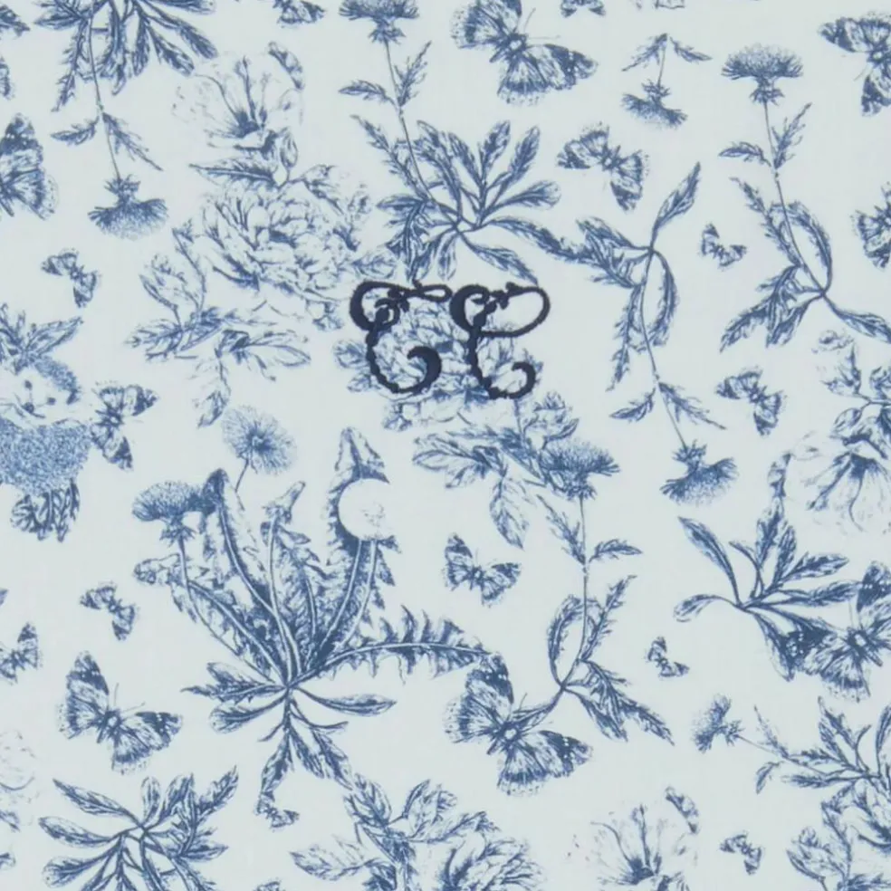Couverture Toile de Jouy bleu