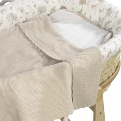 Couverture tricot bébé beige (75 x 100 cm)