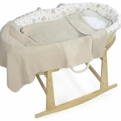 Couverture tricot bébé beige (75 x 100 cm)