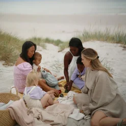 Couverture tricotée en coton bio Textured Dots Blush (80 x 100 cm)