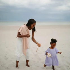 Couverture tricotée en coton bio Pointelle Blush (100 x 80 cm)