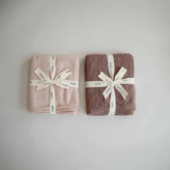 Couverture tricotée en coton bio Pointelle Blush (100 x 80 cm)