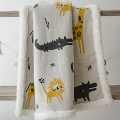 Couverture Zoo en tricot et polaire (80 x 100 cm)