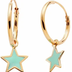 Créoles Etoile Turquoise 12 mm (or jaune 375°)