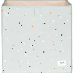 Cube de rangement en tissu recyclé Terrazzo vert