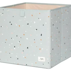 Cube de rangement en tissu recyclé Terrazzo vert