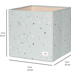 Cube de rangement en tissu recyclé Terrazzo vert
