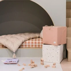 Cube de rangement en tissu recyclé Uni argile