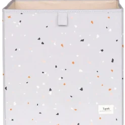 Cube de rangement en tissu recyclé Terrazzo gris clair