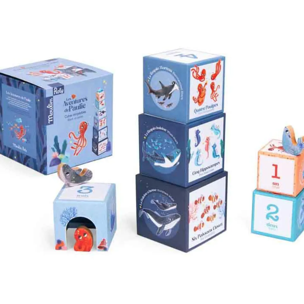 Cubes empilables + personnages Les aventures de Paulie (6 cubes)