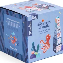Cubes empilables + personnages Les aventures de Paulie (6 cubes)