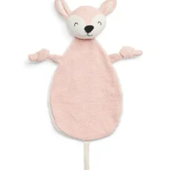 Doudou attache sucette biche en tricot rose pâle