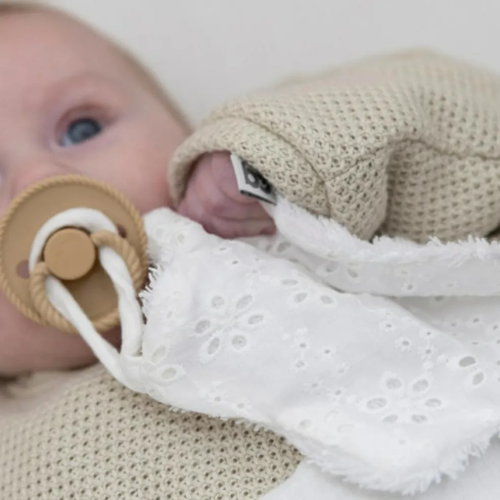 Doudou attache sucette fleur Calm blanc