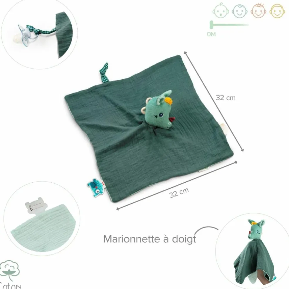 Doudou attache sucette plat éco Joe (32 cm)