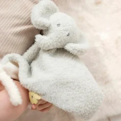 Doudou attache sucette Teddy Eléphant Gris